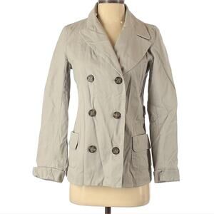 XS Gap light grey double breasted peacoat  100% cotton, pockets, cuffs